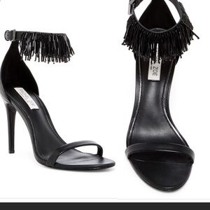 Great condition Rachel Zoe black leather beaded ankle strap 9